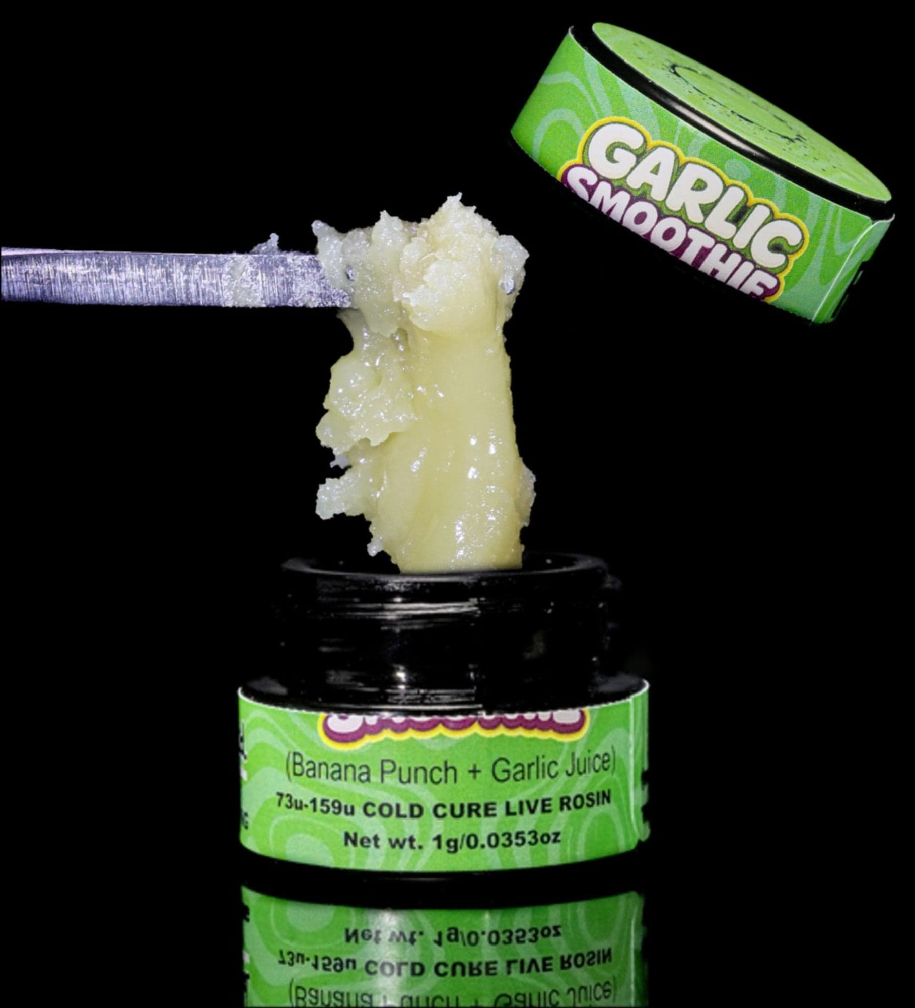 Garlic Smoothie, Green Label Rosin by Rosin Tech Labs, California packaging
