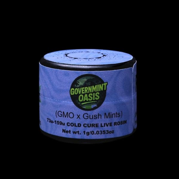 Governmint Oasis, Green Label Rosin by Rosin Tech Labs, California packaging