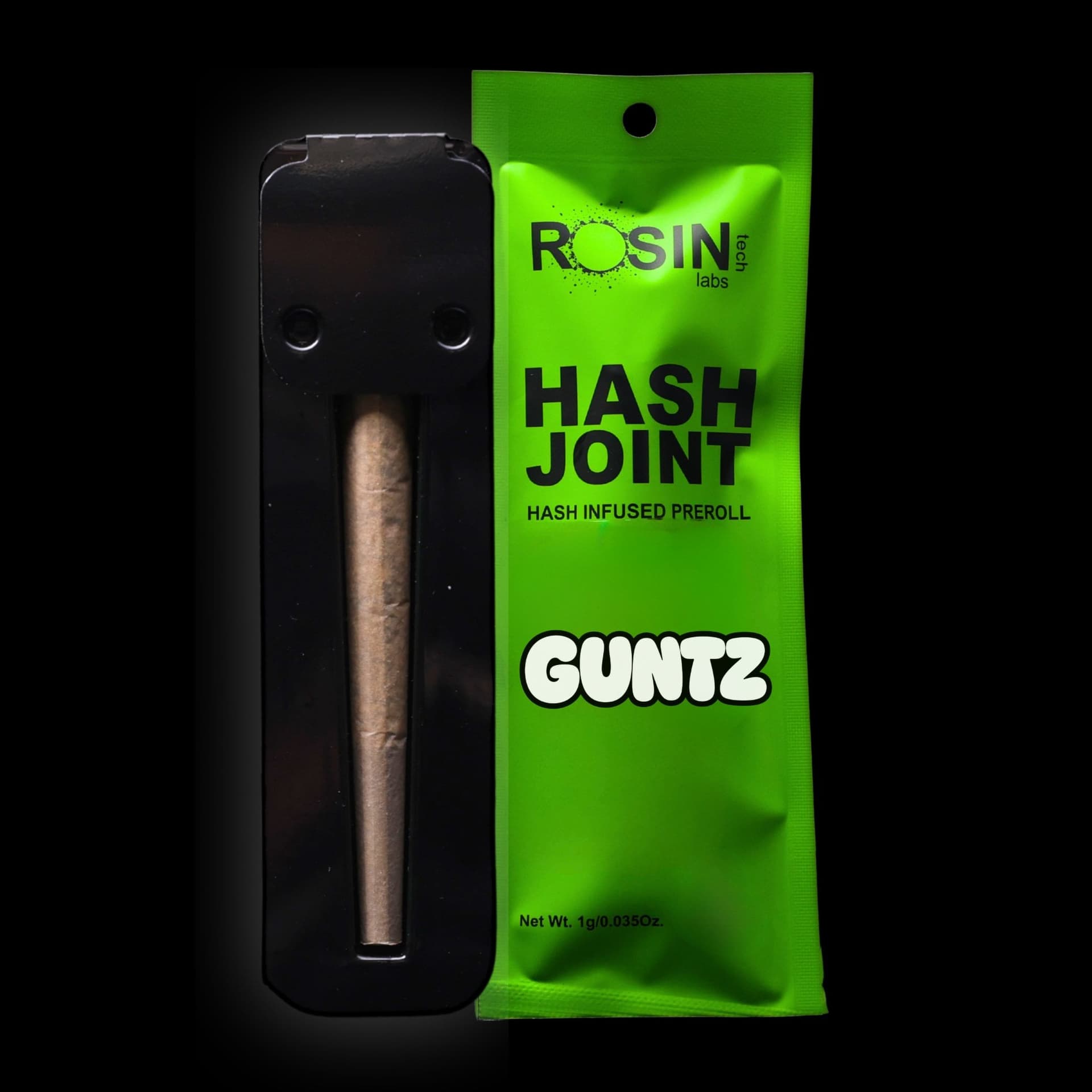 Guntz, a hybrid Hash Joint by Rosin Tech Labs, New Jersey packaging